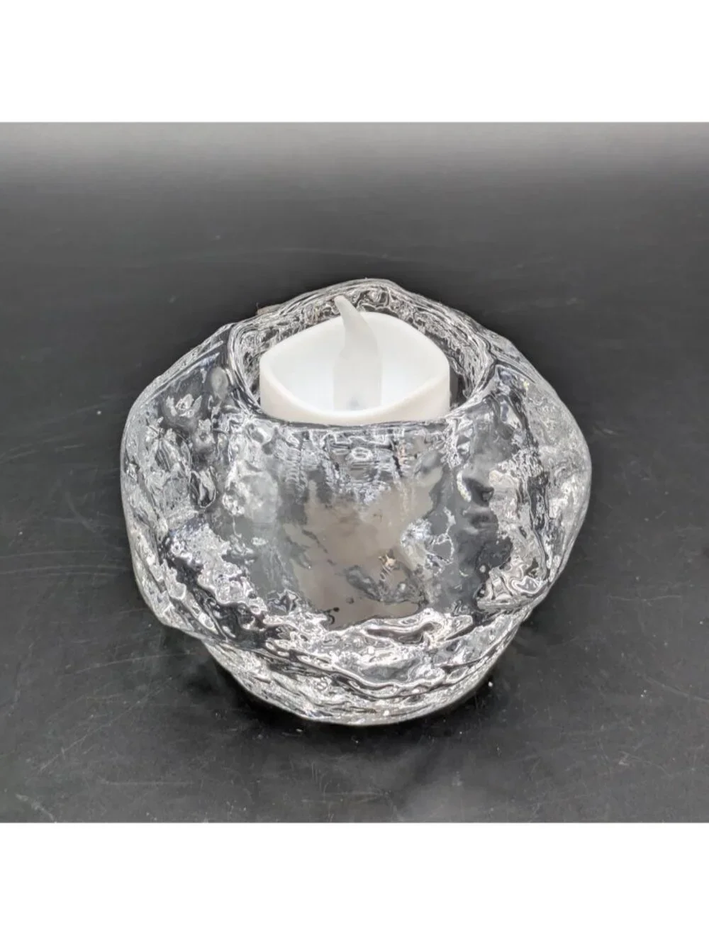 Kosta Boda Votive Candle Holder Snowball Clear Crystal Glass Sweden 3